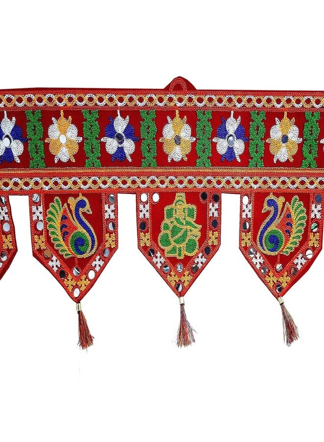 Ascension Design Subh Labh Traditional Art Handmade Door Bandarwal toran for Home Decor Hangings for Decoration Red (Pack of 1),25 Centimeters - Image 4